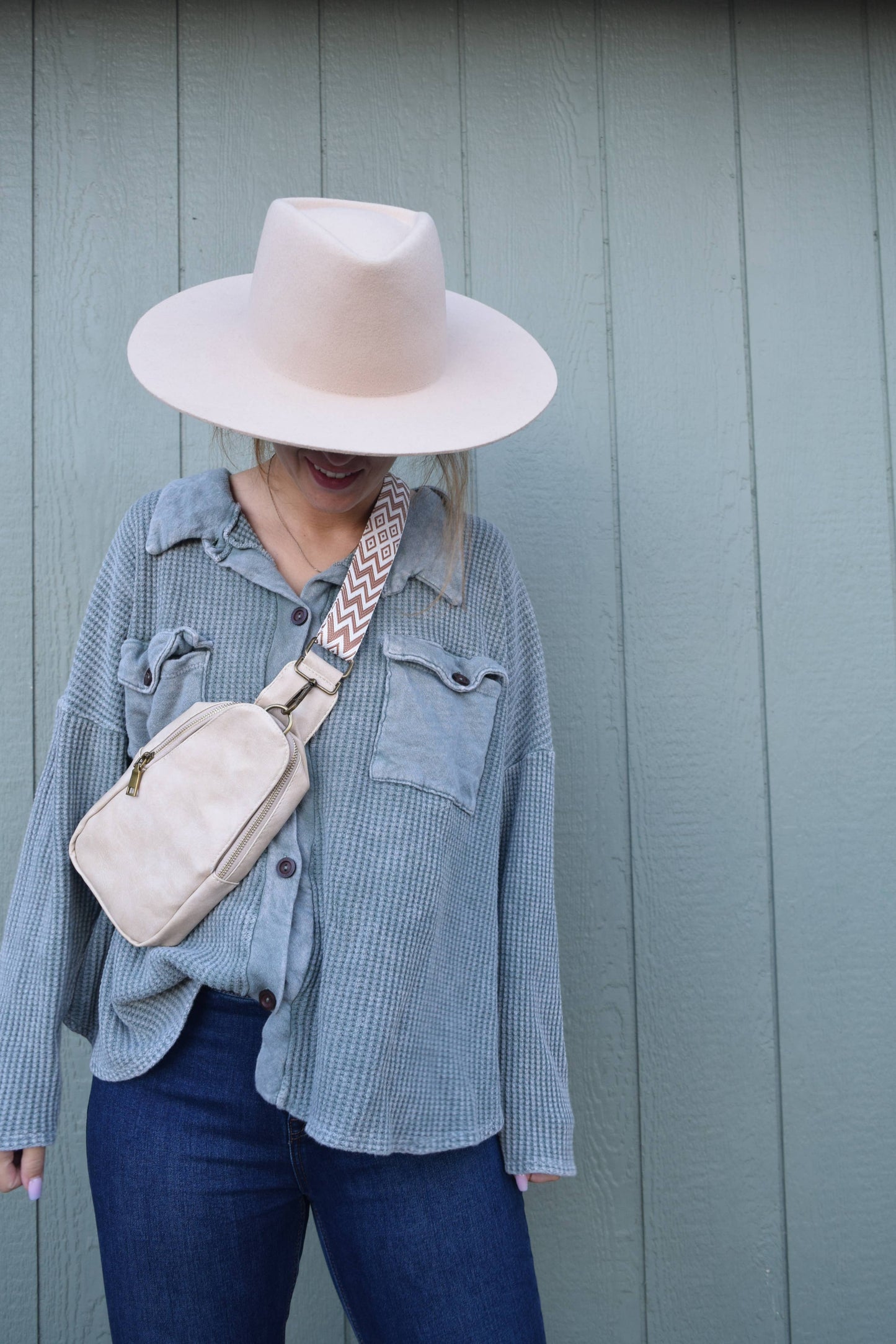 Cream Vegan Leather Crossbody Bag