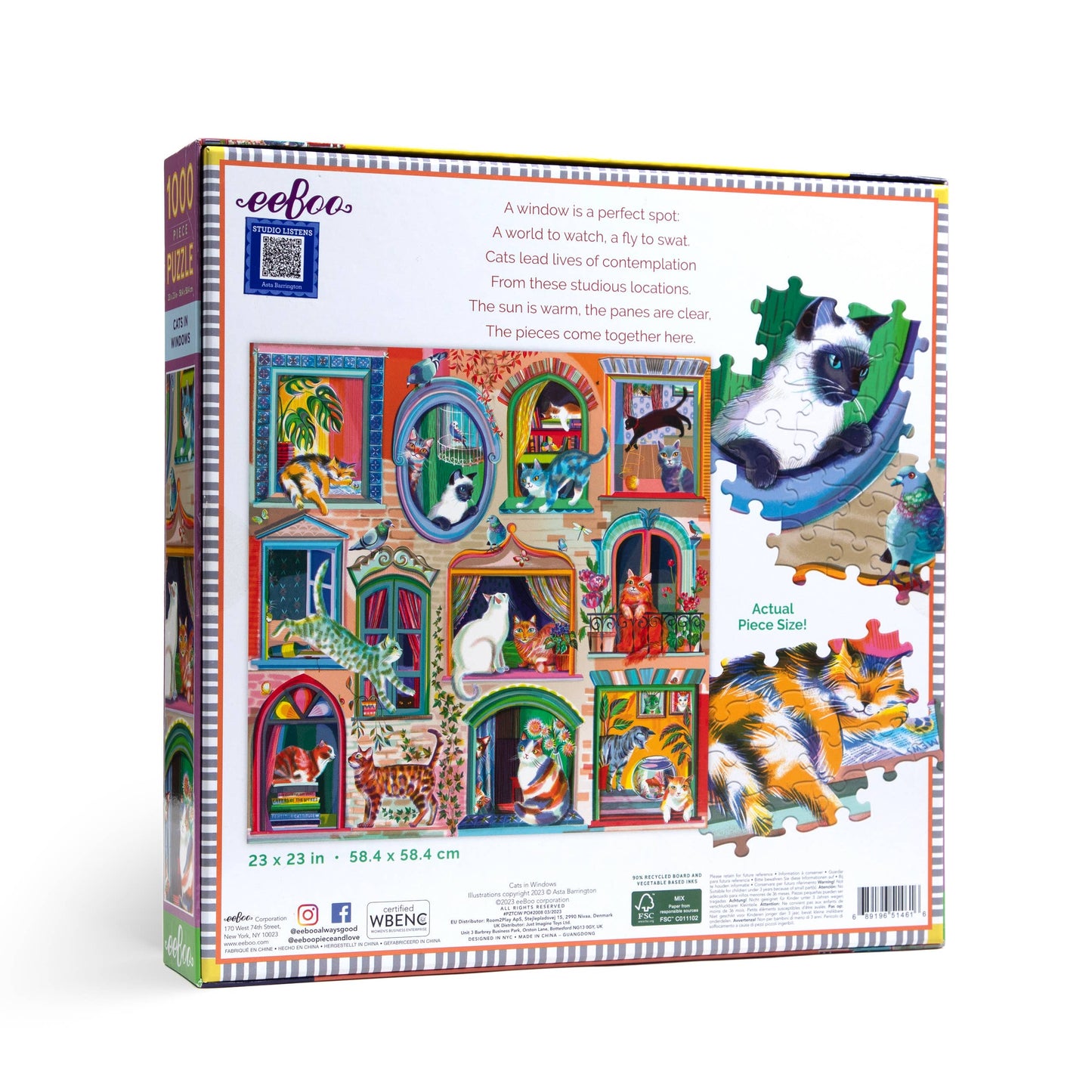 Cats in Windows 1000 Piece Square Puzzle