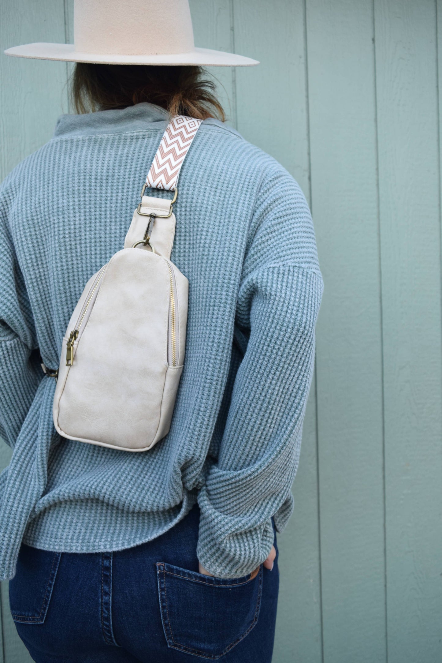 Cream Vegan Leather Crossbody Bag