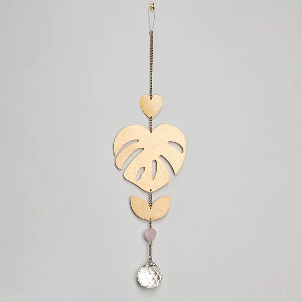 Suncatcher - Monstera Leaf/Rose Quartz