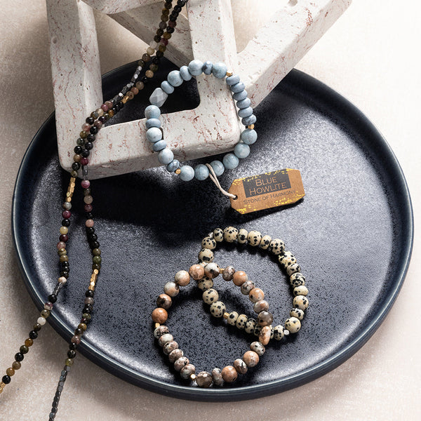Stone Stack Bracelet Blue Howlite - Stone of Harmony