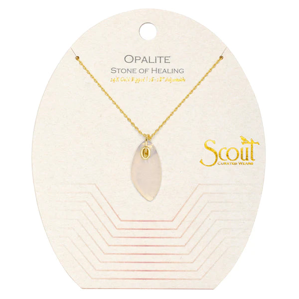 Organic Stone Necklace Opalite/Gold - Stone of Healing