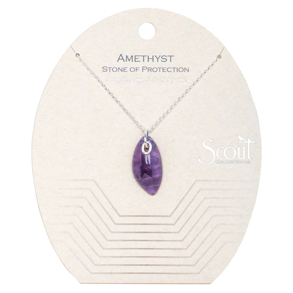 Organic Stone Necklace Amethyst/Silver - Stone of Protection