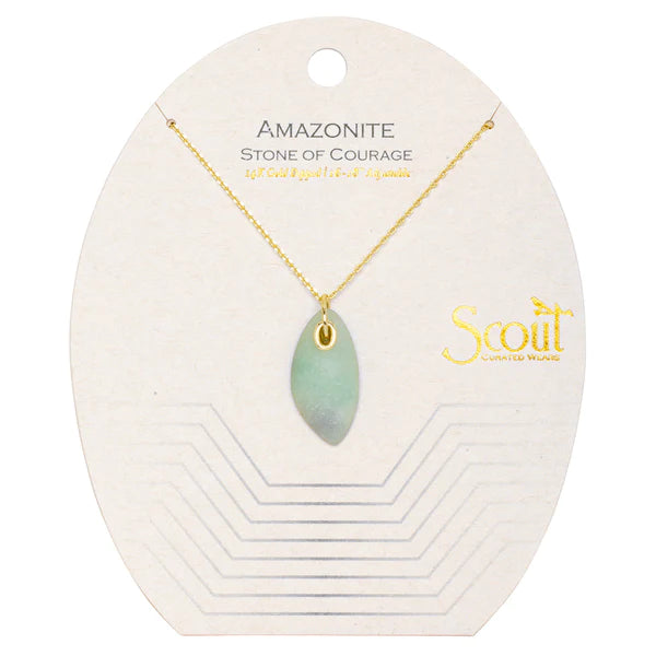 Organic Stone Necklace Amazonite/Gold - Stone of Courage