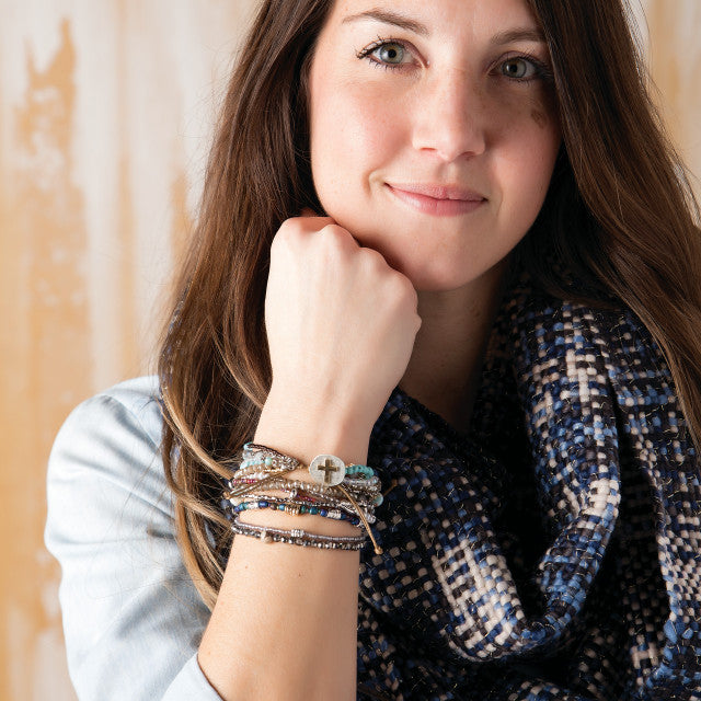 Gray Your Journey Prayer Bracelet