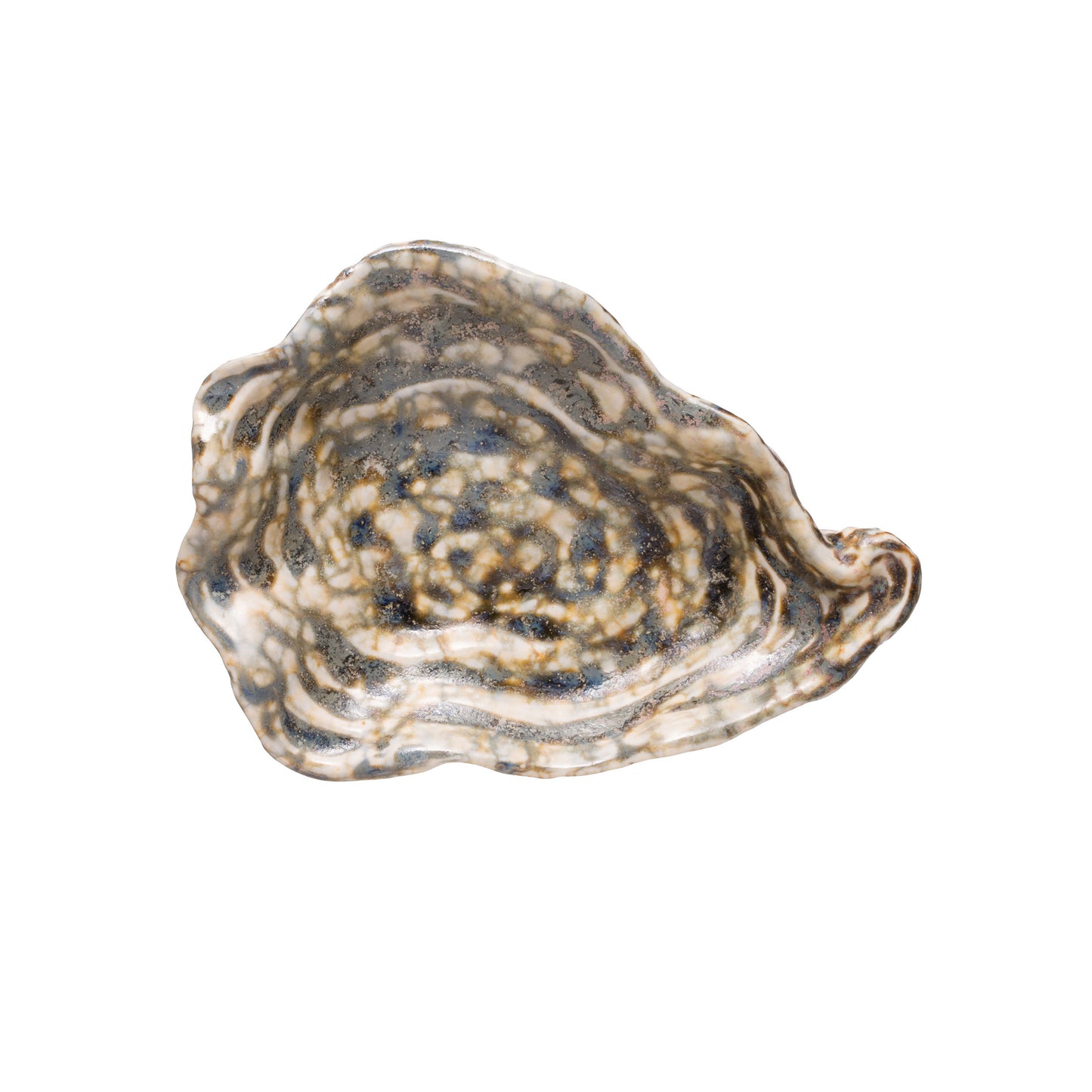 Medium Stoneware Shell Dish with Reactive Glaze