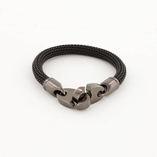 Charter Braided Bracelet - Dark Rhodium/Black