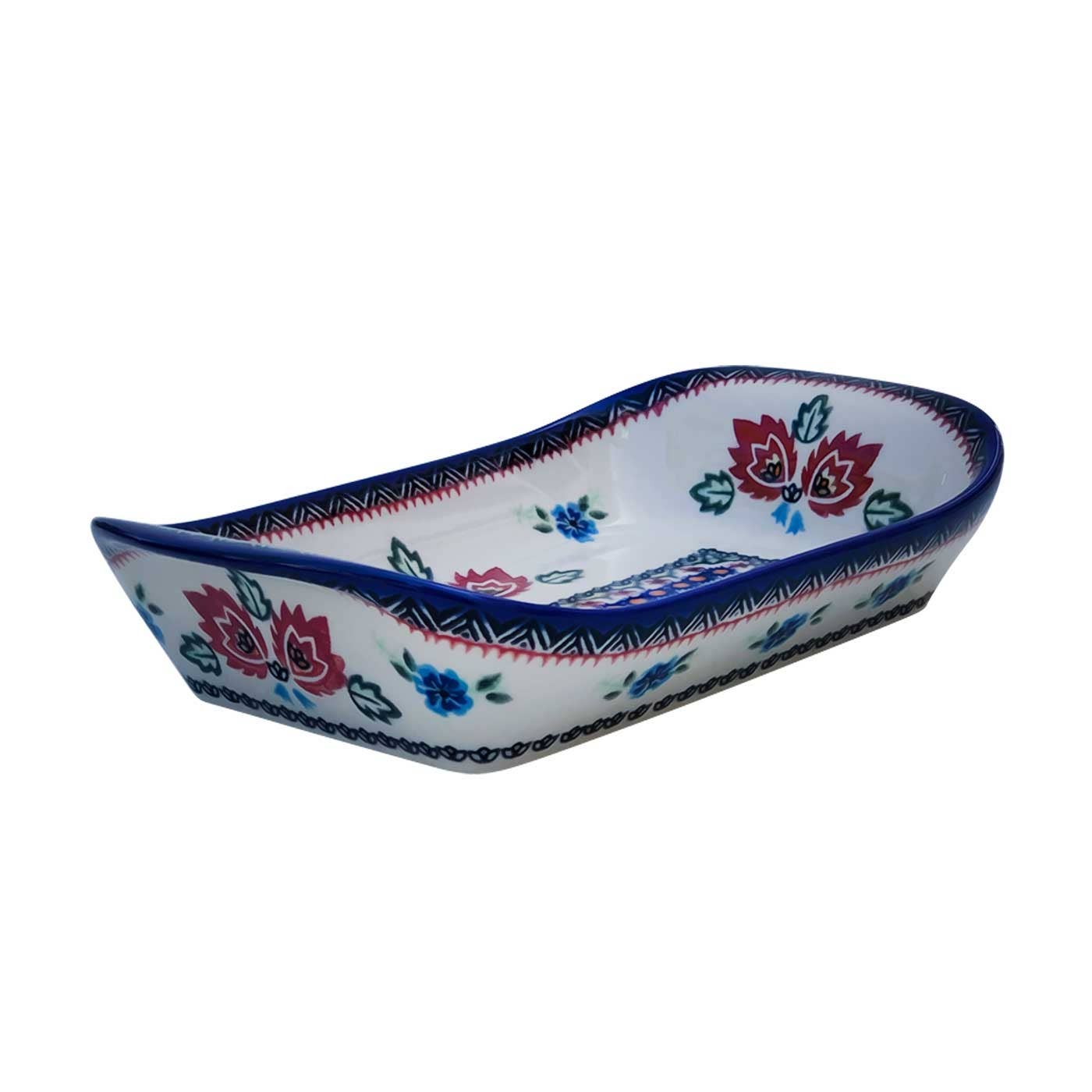 Polish Pottery Folk Unikat Stoneware Flared-Bosy Dish
