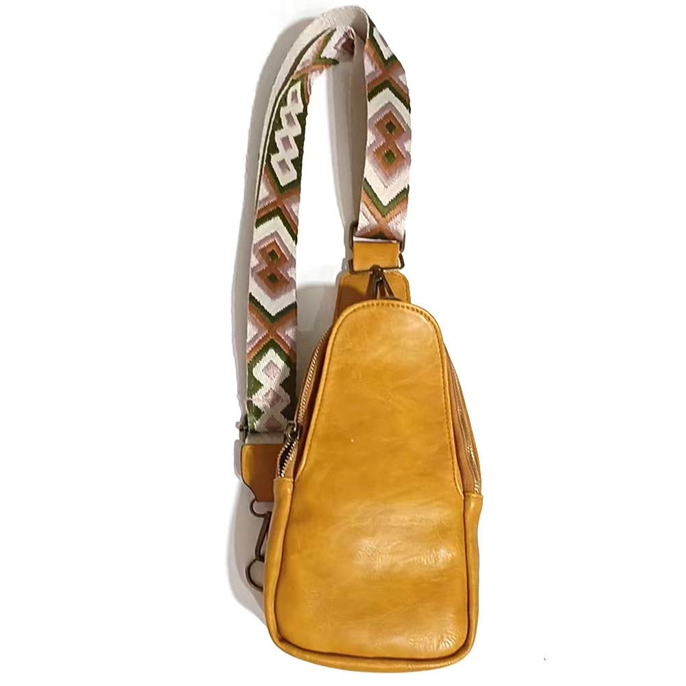 Mustard-Yellow Vegan Leather Crossbody Bag
