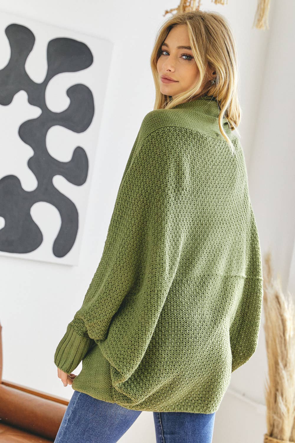 Olive Dolman Slouch Cardigan