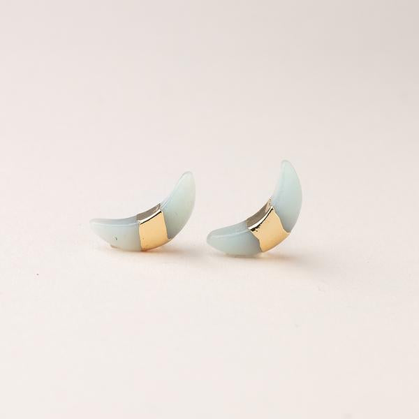 Amazonite Crescent Moon Stud Earrings
