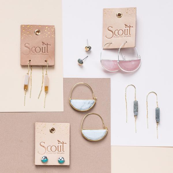 Turquoise Dipped Stone Stud Earrings