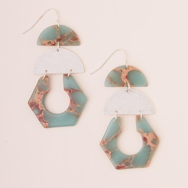 Aqua Terra Silver Stone Cutout Earrings