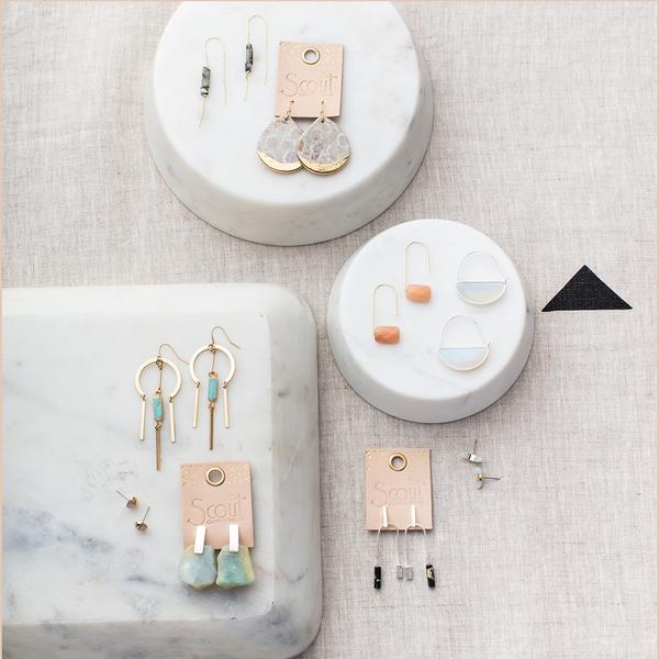 Sunstone Gold Prism Stone Earrings