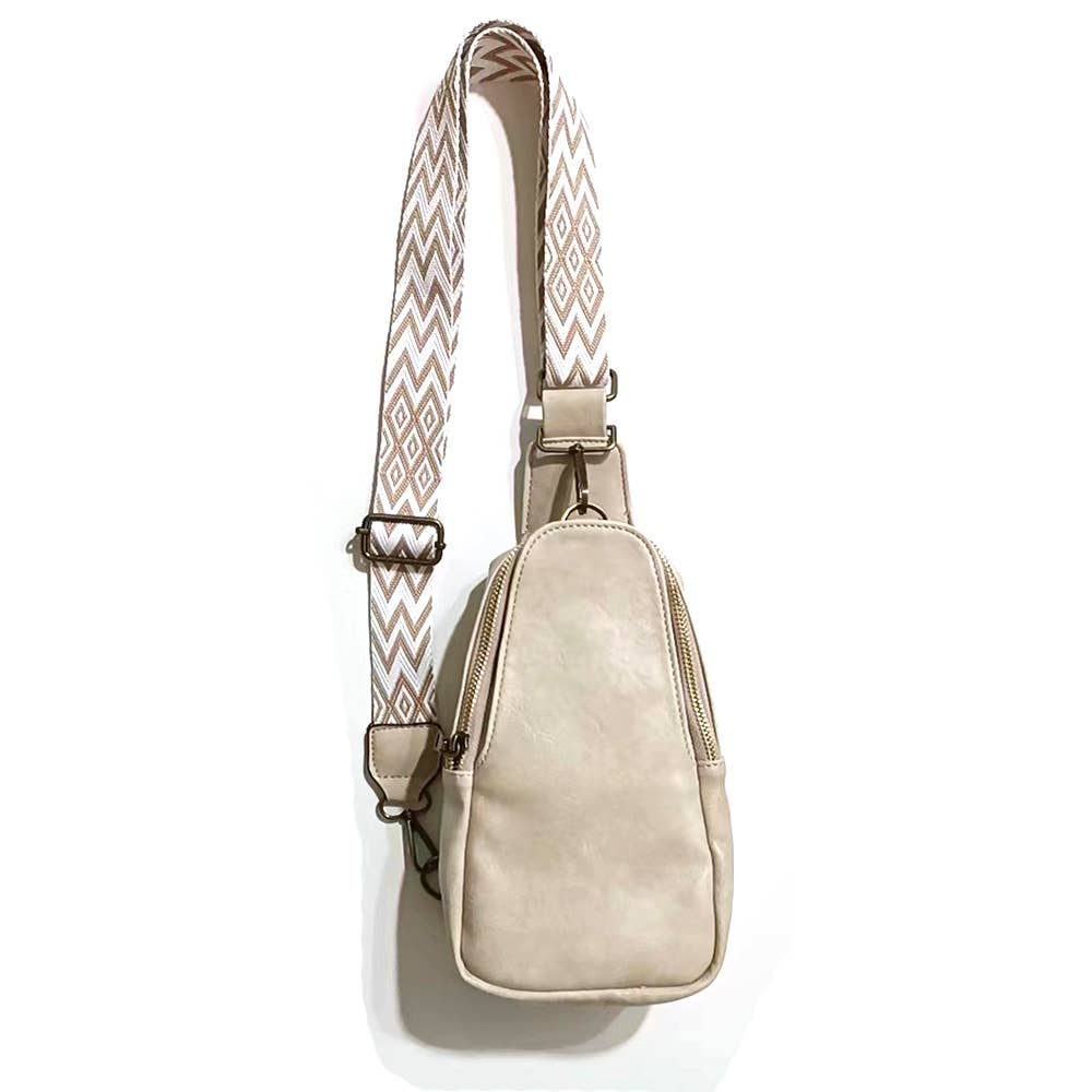 Cream Vegan Leather Crossbody Bag