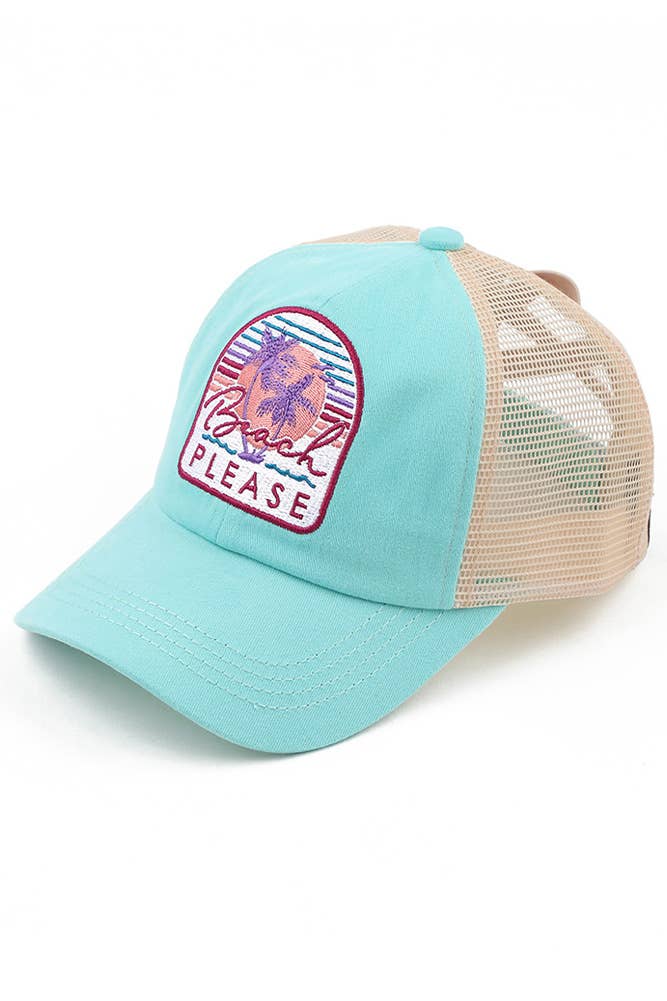 Beach Please Patch Criss-Cross Pony Cap