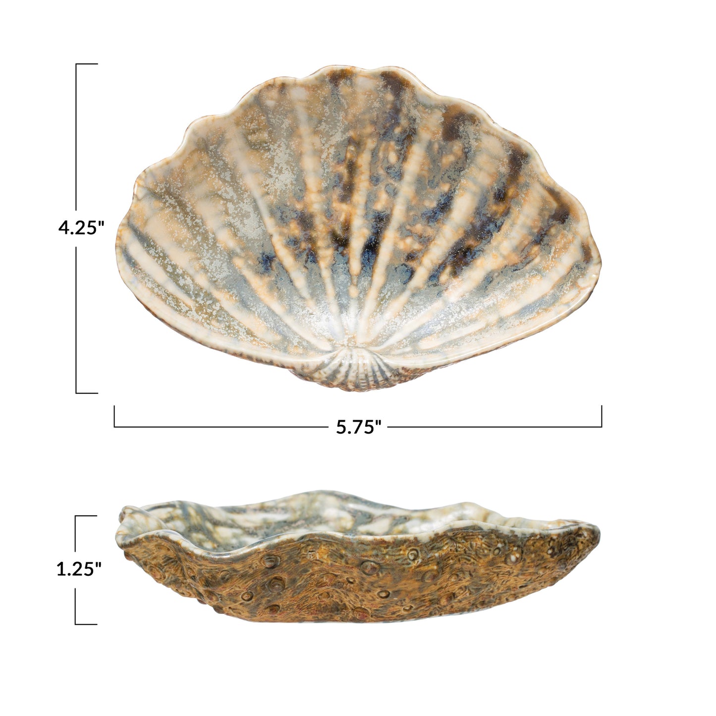 Medium Stoneware Shell Dish with Reactive Glaze