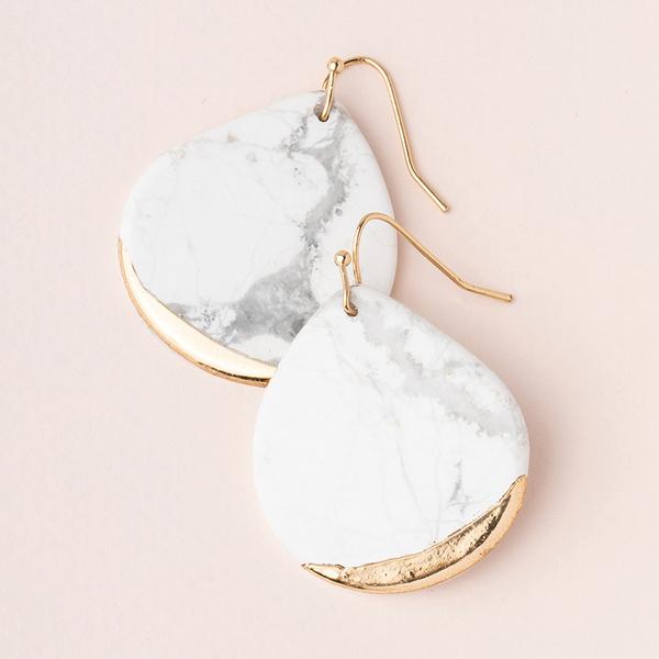 Howlite Stone Dipped Teardrop Earrings