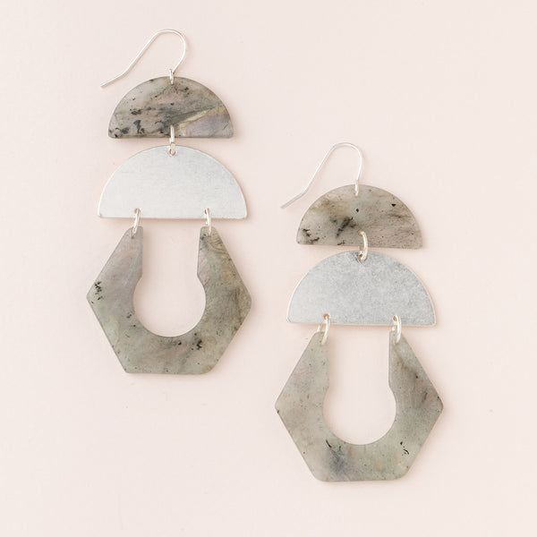 Labradorite Stone Cutout Earrings