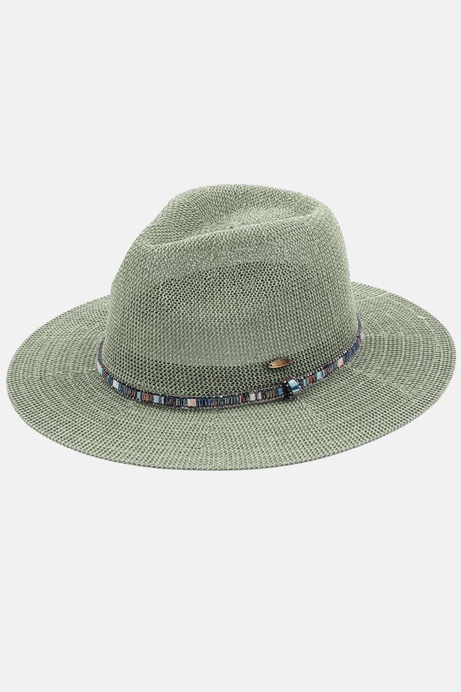 Rhinestone Trim Band Panama Hat