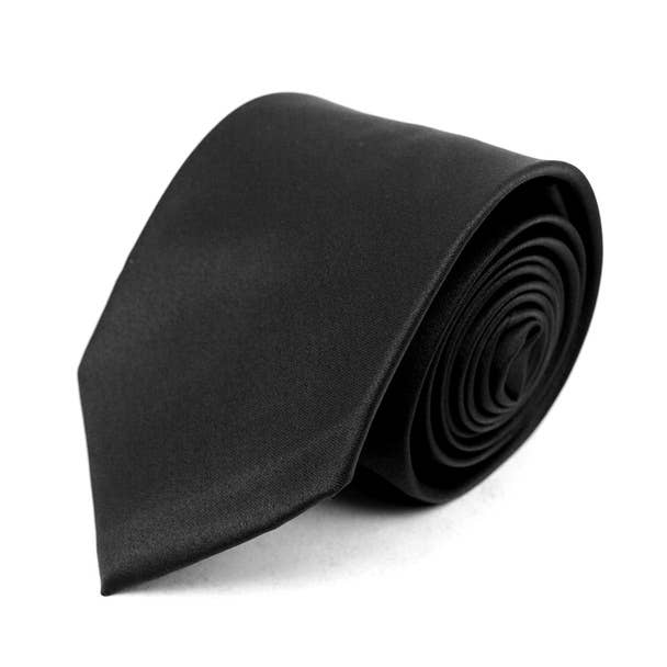 Men's Poly Solid Satin Slim Tie with Paper Band