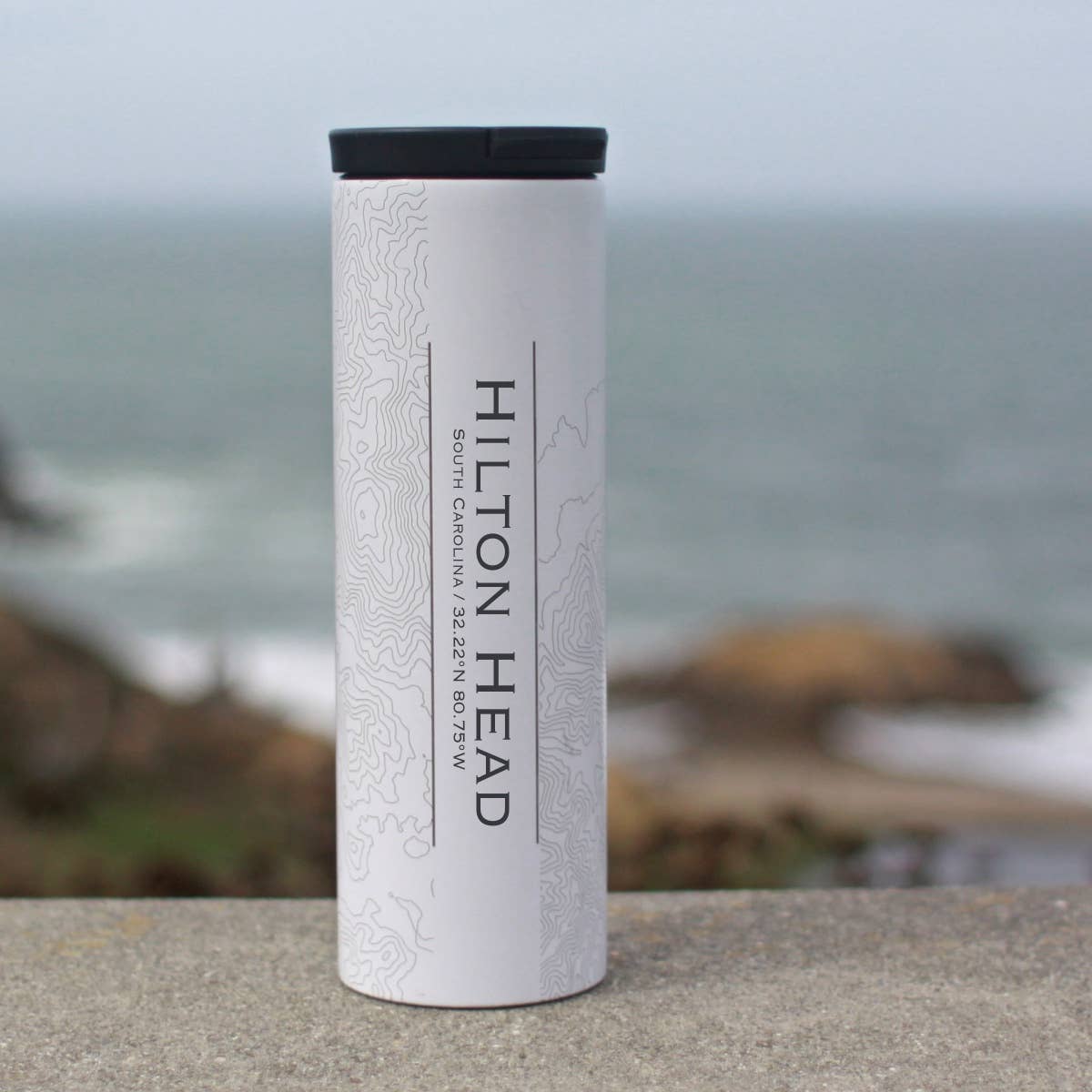 Hilton Head SC Map Tumbler in Matte White