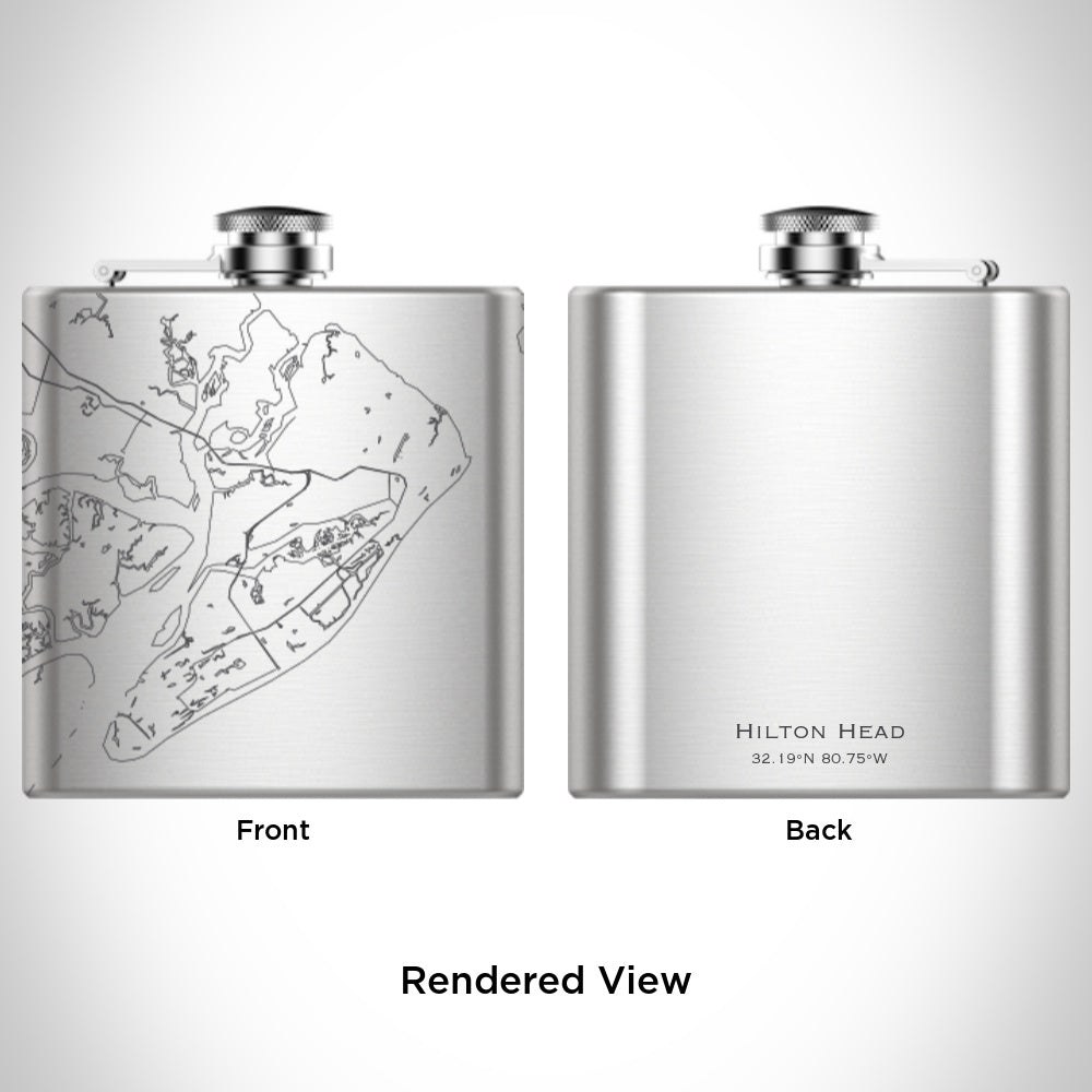 Hilton Head SC Map Hip Flask