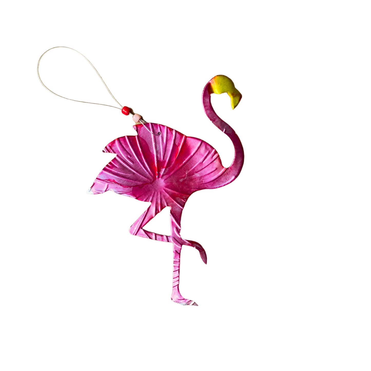 Flamingo Ornament - Recycled Can Ornament