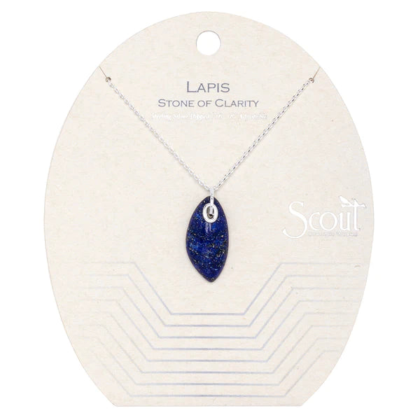 Organic Stone Necklace Lapis/Silver - Stone of Clarity
