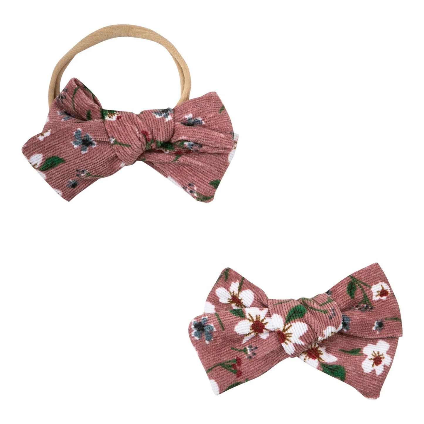 Vintage Pink Floral Cord Bow
