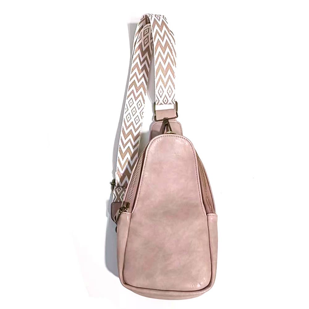 Pink Vegan Leather Crossbody Bag