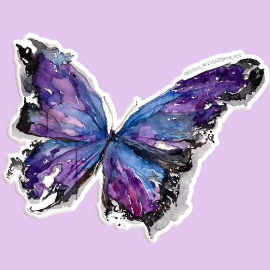 Purple Butterfly Watercolor Sticker Decal