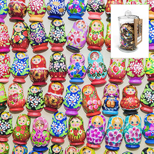 I Go to 250 Pieces Wooden Puzzle Nesting Dolls in Glass Jar