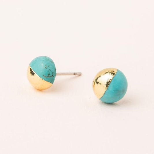 Turquoise Dipped Stone Stud Earrings