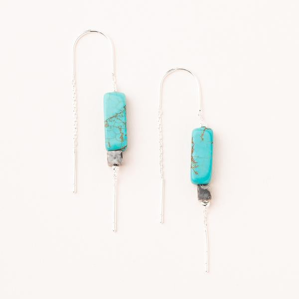 Rectangle Turquoise (Sky) Stone Earrings