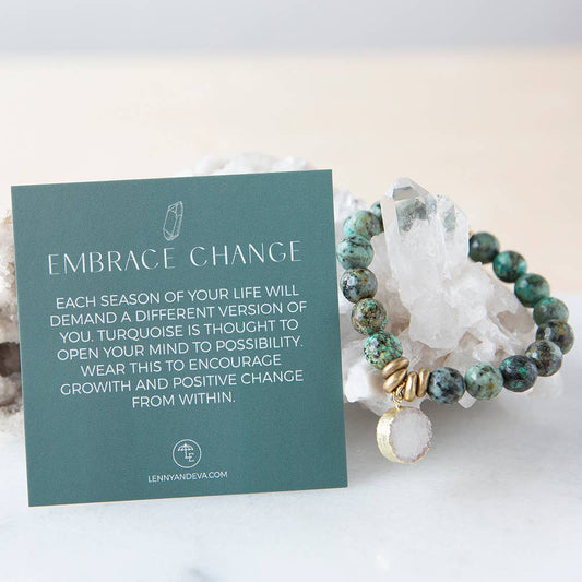 African Turquoise Gemstone Stretch Bracelet