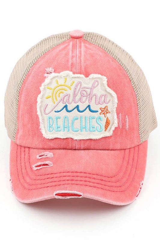 Aloha Beaches Patch Distressed Pony Cap