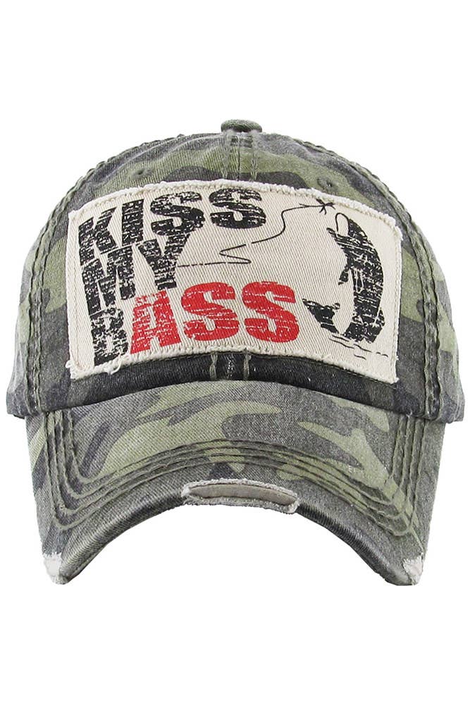 KISS MY BASS Washed Vintage Baseball Cap