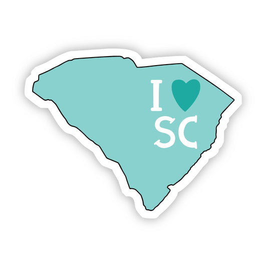 I Love South Carolina Teal Sticker