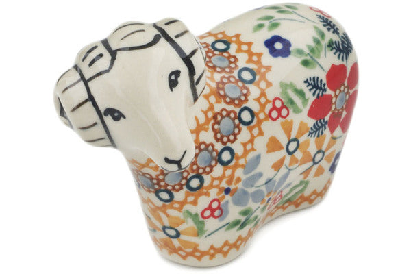 Sheep Figurine 4" Summer Bouquet UNIKAT