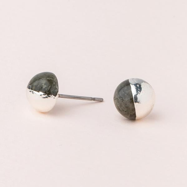 Labradorite Dipped Stone Stud Earrings