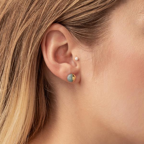 Amazonite Dipped Stone Stud Earrings