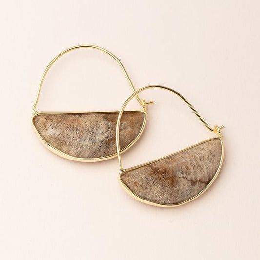 Fossil Coral Prism Stone Earrings