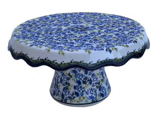 Blue Flower Pedestal Cake Platter