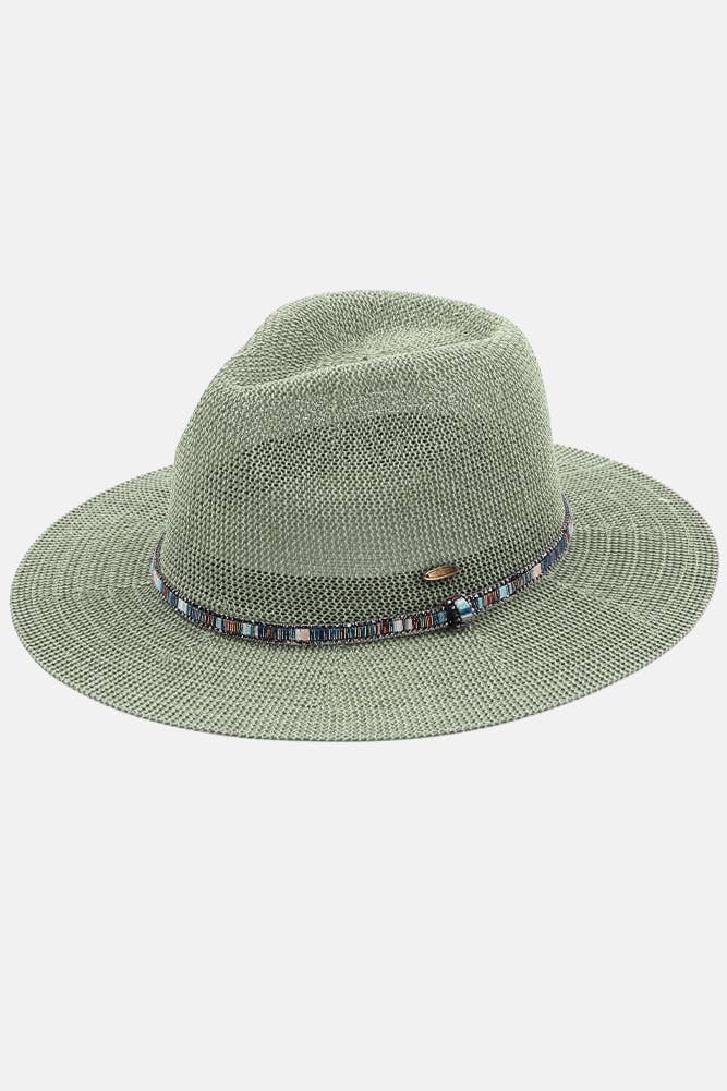 Rhinestone Trim Band Panama Hat