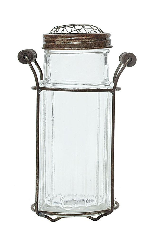 8.5"H Glass Vase w/Metal Frog