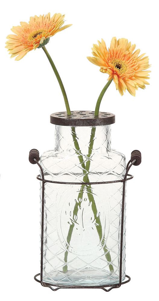 10-1/2"H Glass Vase w/ Metal Frog Lid