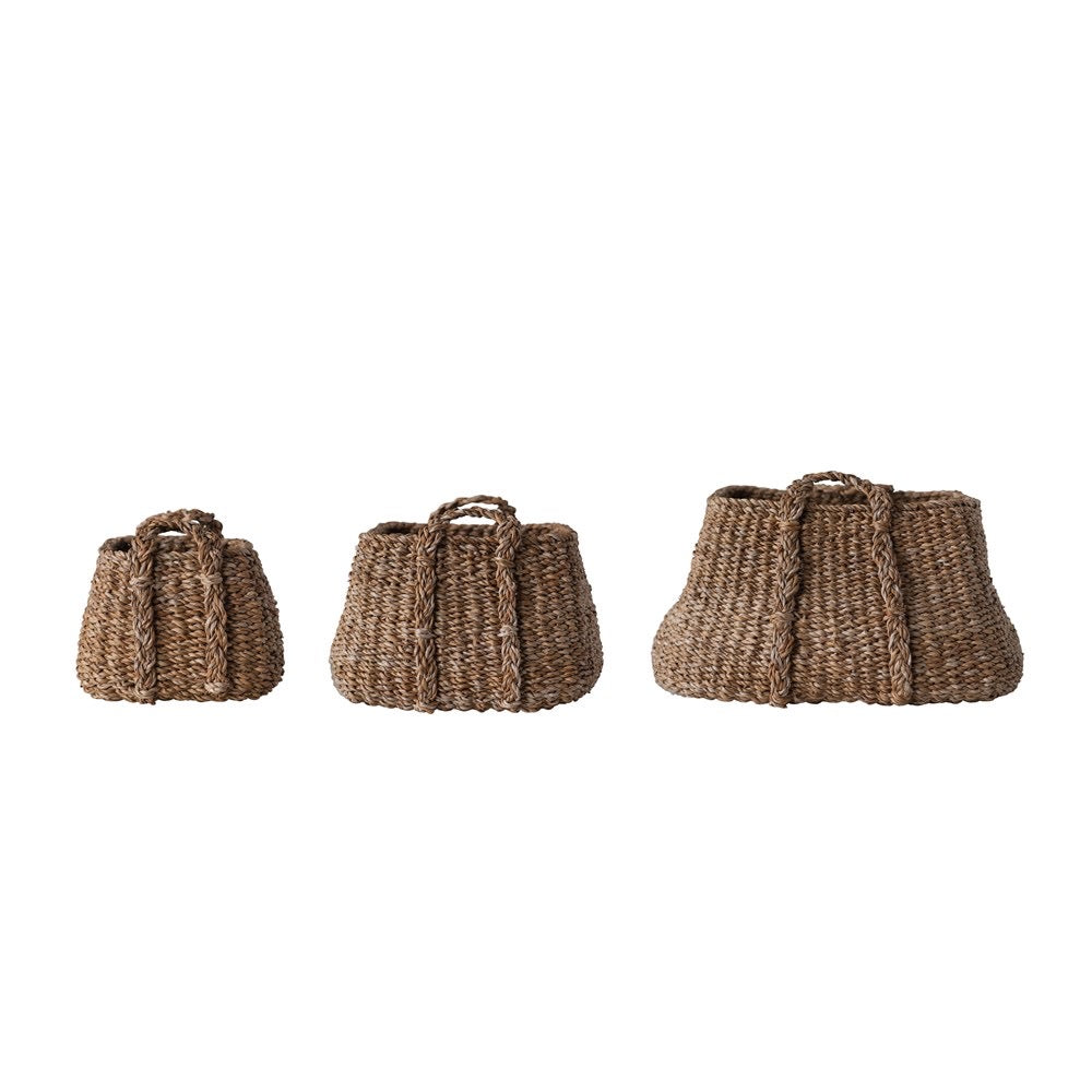 Natural Woven Seagrass Basket w/ Handles