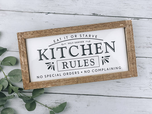 Kitchen Rules Eat It All No Special Orders Subway Tile Sign