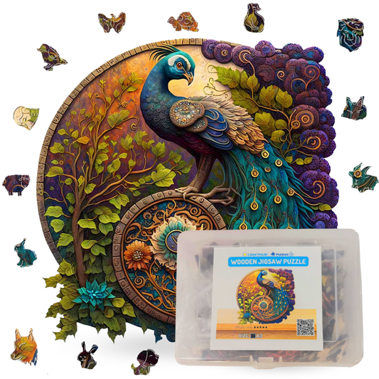 Enchanting Peacock Wooden Jigsaw Puzzle